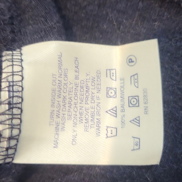 LAND'S END Blue Baumwolle 3/4 Zip Ribbed Cuff/Hem Elbow Pad Pullover Sweater - Picture 9 of 10